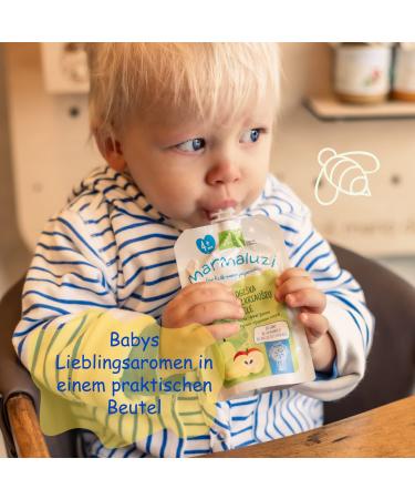 Organic Quetschies by Marmaluzi - Premium Baby Fruit Puree (Apple & Banana) - 14 Pack (90g each) - No Added Sugar or Additives - Ideal for 4+ Months - Buy Online on GoSupps.com