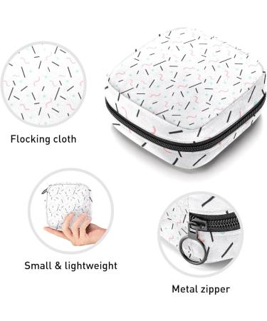 Memphis Line Pattern Sanitary Napkin Storage Bag | Portable Period Bag for Women & Teens - Multi-colored | 1Pcs - Buy Online on GoSupps.com