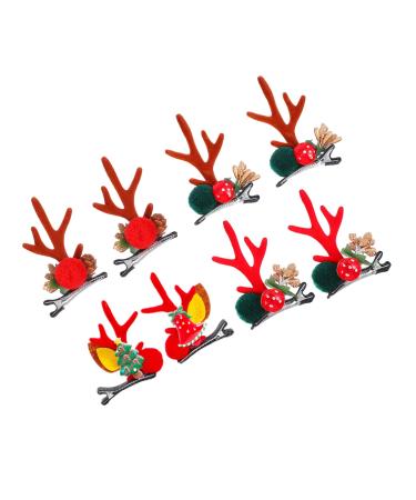 FOMIYES 4 Pairs Christmas Hair Clips Animal Horns Headpiece Hair Decoration Doe Ears Hair Clip Antlers Hair Clips Girls Dresses Animal Horns Clips Santa Hat Clip Elder Pompom