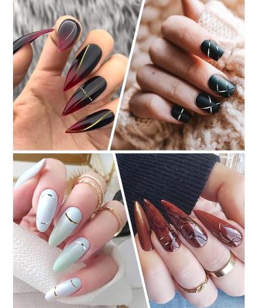 EBANKU 12 Sheets Metallic Nail Stickers - Self-Adhesive 3D Wave Design for DIY Nail Decoration - Buy Online on GoSupps.com