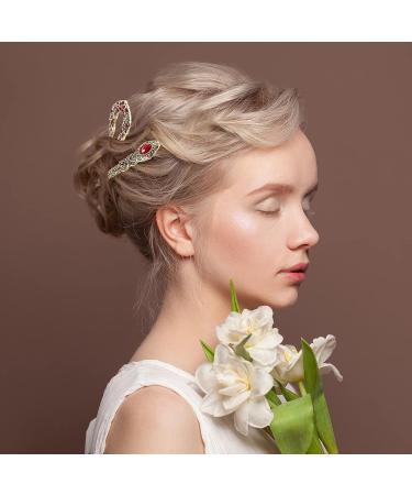 10 Pcs Vintage Rhinestone Hair Sticks French Hair Pins - Stylish Double Prong Hair Accessories for Women and Girls - Buy Online on GoSupps.com