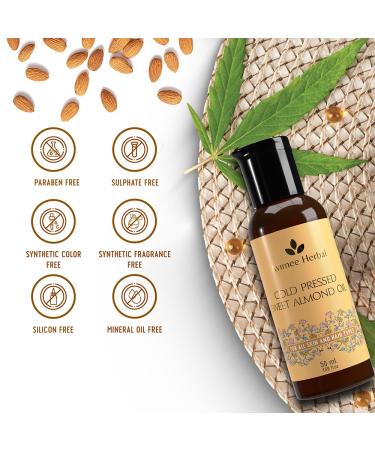 AVIMEE HERBAL Sweet Almond Oil - Pure Cold Pressed Hair Strengthening Oil | 50 ML | Fights Split Ends & Enriched with Vitamin E Mineral Oil Free - Buy Online on GoSupps.com