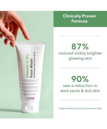 Cos-IQ 5% Vitamin C Face Wash for For Glowing & Brightening Skin | All Skin Types | Fight Dark Spots Acne & Pimples Brighten Skin Clears Dirt & Oil Control| Multi-Action Formula| Women & Men| 100ml - Buy Online on GoSupps.com