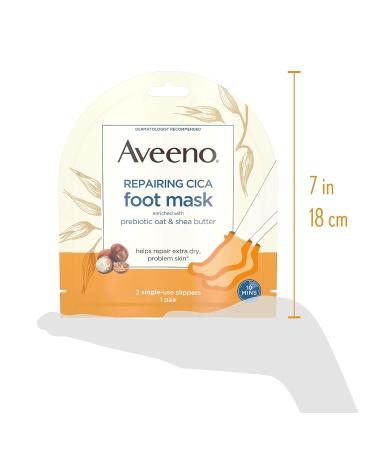 Aveeno Repairing CICA Foot Mask with Prebiotic Oat and Shea Butter - 2 Single-Use Slippers - Buy Online on GoSupps.com