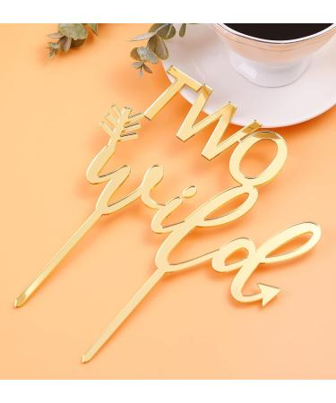 LOVENJOY Two Wild Cake Topper Gold Acrylic for Boy Girl 2nd Birthday Cake Decorations Gift Boxed - Buy Online on GoSupps.com