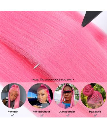 Pink Pre-Stretched 30 Inch Colored Braiding Hair Extensions - 3 Pack Soft Yaki Natural Hot Water Setting - Buy Online on GoSupps.com