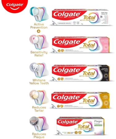Colgate Total 300gm (2 x 150gm) Advanced Health Anti-Germ Toothpaste Tooth Paste with 12-Hour Anti-Germ Protection Whole Mouth Health (Combo Pack Offer)(5.2 Ounce) - Buy Online on GoSupps.com
