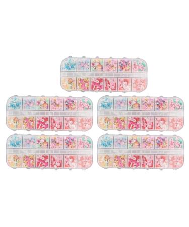5 Boxes Nail Sequins for Nail Art Nail Art Sequins Variety Shapes Cute Designs Colorful Heart Star Flower Pattern Nail Art Decorations Nail Art Supplies for Diy Crafts 12 Grids