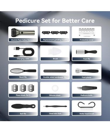 Electric Foot Callus Remover Set - 10-Piece Waterproof Rechargeable Kit for Smooth Feet | Digital Display & Effective Dead Skin Removal - Buy Online on GoSupps.com