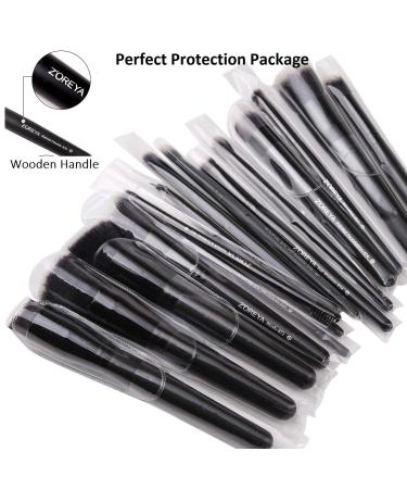 ZOREYA 15Pcs Premium Synthetic Makeup Brush Set for Foundation, Concealers, Powder, Blush - Black - Buy Online on GoSupps.com