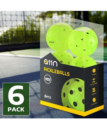 A11N S40 Outdoor Pickleball Balls - USA Pickleball Approved 6 Pack Neon Green - Buy Online on GoSupps.com