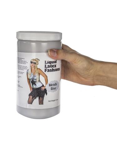 Metallic Silver Liquid Latex Face & Body Paint - 32 Fl Oz Ammonia Free Perfect for Cosplay & Nail Art - Shimmering Finish for Arts & Crafts - Buy Online on GoSupps.com