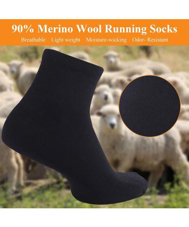 RZTT 90% Merino Wool Ankle Socks for Men & Women - Soft & Thin for Athletic Activities - 3 Pairs, Black, Large - Buy Online on GoSupps.com