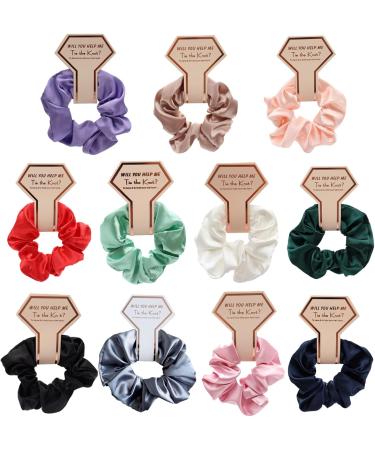 amangul Bridesmaid Hair Scrunchies Thick Updo Satins Scrunchies Bridal Shower Wedding Hair Rope Scrunchy Women Ponytail Holder(Dark Grey) - Buy Online on GoSupps.com