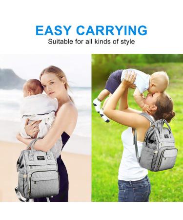 Mokaloo Diaper Bag Backpack with USB Charging Port - Large Anti-Water Baby Bag for Boys & Girls - Stroller Straps - Grey - Buy Online on GoSupps.com