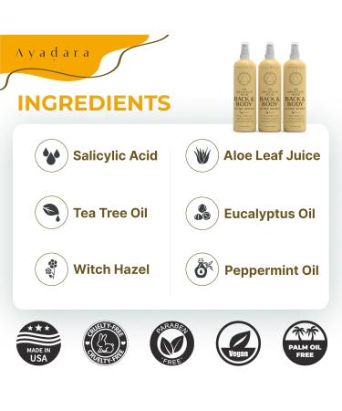 Acne Body Spray with 2% Salicylic Acid, Back & Body Acne, Cystic Back Acne Spray Chest, Butt and Body Acne for Hormonal, Bacne for Teens Adults, 3-Pack - Buy Online on GoSupps.com