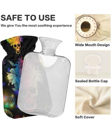 Colorful Skull Hot Water Bottle with Cover - 2L Heating Bag for Pain Relief & Menstrual Cramps - Buy Online on GoSupps.com