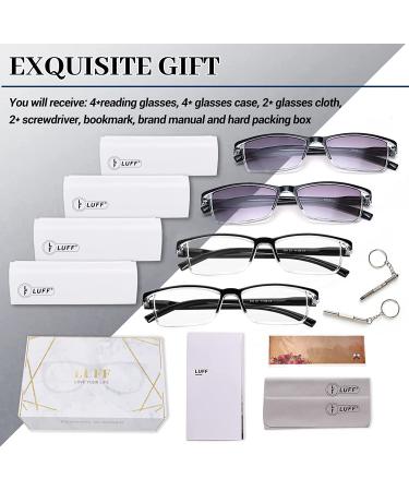 LUFF 4 Pairs Gray Computer Reading Glasses 1.75X - UV Filtering Eyeglasses - Buy Online on GoSupps.com