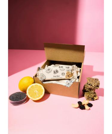 KoRo - Organic Oat Bar Lemon Poppy Seeds 15 x 60 g - Lemony-hazelnut flavor - With cashew nuts and dried morello cherries - Gluten-free and vegan