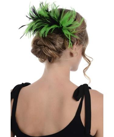 Zac's Alter Ego Two Tone Burlesque Colourful Feather Fascinator On Comb Diameter Approx. 24cm Height Approx. 12cm Black & Green Two Tone - Buy Online on GoSupps.com