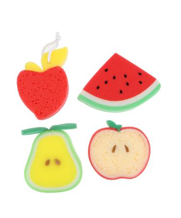 Healeved 4pcs Child Bath Fruit Shower Ball Body Scrub Sponge Fruit Shower Bath Ball Bath Loofah Mesh Shower Ball Bath Scrubber Baby Mesh Sponge Bath Sponge Kids Body Wash Pu Sponge Material 1 Count (Pack of 1)