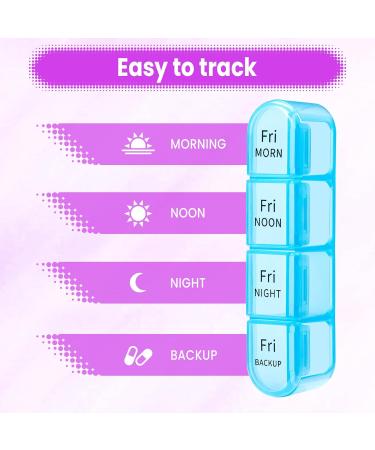 Pill Box 4 Times a Day 7 Days Pill Organiser Box with 28 Compartments Weekly Pill Case for Morning Noon Evening and Bed Time (Purple) - Buy Online on GoSupps.com