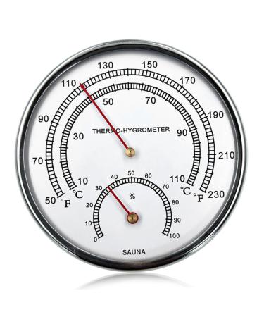 Sauna thermometer 4.9 inches 2 in 1 metal sauna -thermometer and hygrometer foldable thermometer with hung hole for space -sauna accessories (fahrenheit)