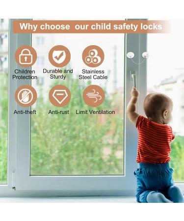 Sunallwell Window Safety Locks - Pack of 4 Childproof Window Restrictors with Key for UPVC, Fridge, Cupboard - No Drilling Required - Buy Online on GoSupps.com
