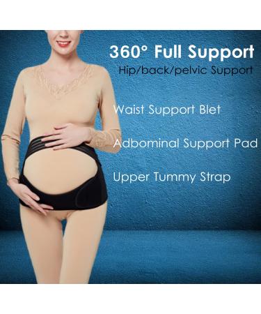 Funcy 3 in 1 Pregnancy Support Maternity Belt - Relieve Back Strain & Support Abdomen | Medium Black - Buy Online on GoSupps.com