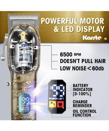 Karrte Professional Hair Clippers Set - Cordless Hair Trimmer for Men | T-Blade Beard Grooming Kit with Adjustable LED Display - Zero Gapped Bronze Finish - Buy Online on GoSupps.com