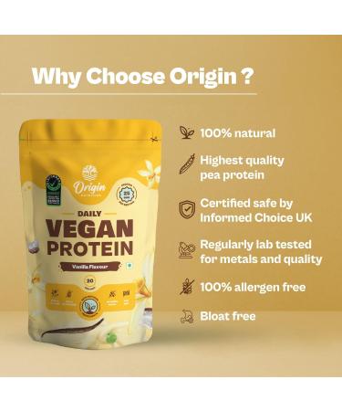 Ori Gin Nutrition 100% Natural Vegan Protein Powder - 25g Plant-Based Protein Easy to Digest Vanilla Flavor 780g - European Pea & Pumpkin Seed Protein - Buy Online on GoSupps.com