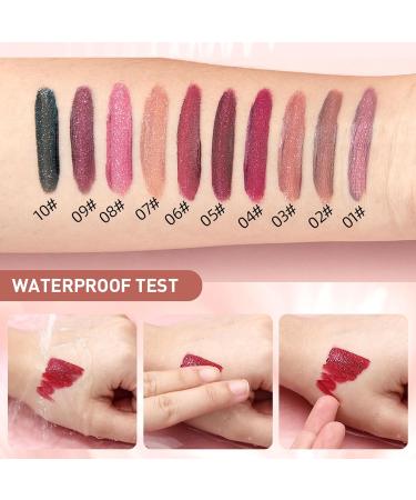 Buy Black Glitter Lip Gloss & Diamond Shimmer Lipstick | High Pigment Waterproof Metallic Matte Lipsticks for Women - Long Lasting Sparkling Liquid Lipstick #10 Black - Buy Online on GoSupps.com