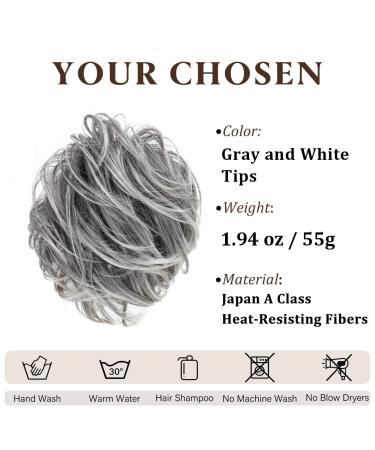 Beach Blonde Messy Bun Scrunchie - Heat Resistant Synthetic Hair Extension for White Women - Gray - Buy Online on GoSupps.com