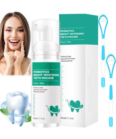 Probiotics Bright Whitening Teeth Mousse Oral Repair Herbal Brightening Oral Repair Mousse deep cleaning of the teeth for gum health bad breath (1 bottle)
