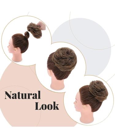 Thick Synthetic Hair Bun Extensions - Messy Hair Scrunchies for Women - Medium Brown to Coffee Brown (45g) - Light Brown Updo Ponytail Hairpiece - Buy Online on GoSupps.com