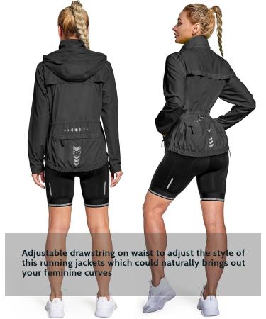 Fitst4 Sports Women's Lightweight Waterproof Bicycle Jacket Reflective Windbreaker for Running Hiking & Trekking Black M - Buy Online on GoSupps.com