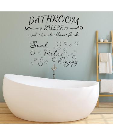 4-Piece Bathroom Wall Decals Sticker Set - Toilet Rules, Soak Relax Enjoy, Love Mom - Vinyl Wall Art Decor in Black - Buy Online on GoSupps.com