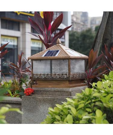 Waterproof Bollard Light Square Solar Pillar Lamp Outdoor Fence Column Headlight Waterproof Torch Floor Lantern Retro Aluminum - Buy Online on GoSupps.com