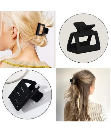 Set of 4 Small Black Claw Clips for Thin and Thick Hair - Square Matte Design - Women's Hair Accessories - Ideal Gifts for Mom - Buy Online on GoSupps.com