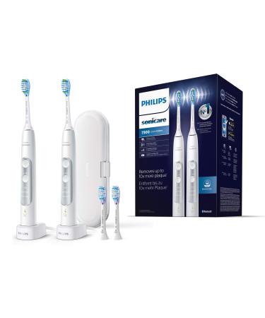 Philips Sonicare ExpertClean 7300 electric toothbrush HX9611/19 with sound technology pressure control travel case double pack white