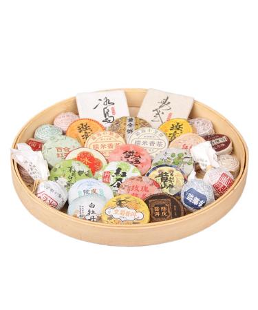 HQZM 30 Mixed Small Tea Cakes A Unique Gift Box of Puerh Tea Flower Tea Green Tea for Tea Lovers