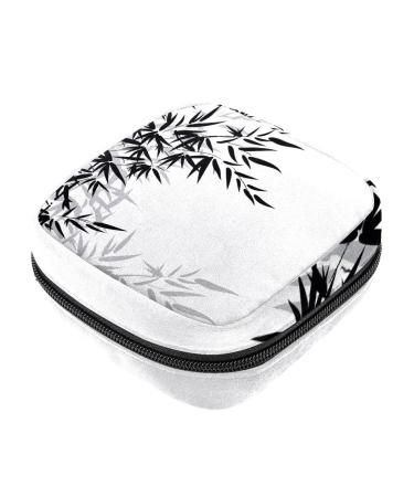 Bamboo leaves women's napkin storage bag portable menstrual cup bag with zipper for teenagers girls women women