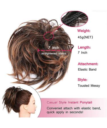 Buy Tousled Updo Messy Bun Hair Piece - Synthetic Wavy Bun Extensions & Scrunchies in Light Auburn to Brown for Instant Chignon & Ponytail - Perfect for Women! - Buy Online on GoSupps.com