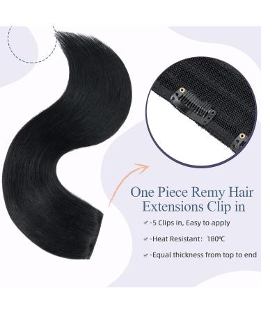 Clip In Extensions Real Hair - Thick 1PC 5 Clips Soft & Smooth 7A Human Hair 35cm-75g Raven Black - Buy Online on GoSupps.com