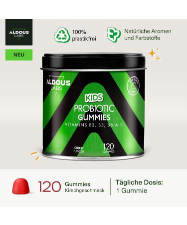 Probiotic Rubber Kiss for Children - 120 Cherry-Flavored Gummies | Darmflora Support Flatulence Relief & Fullness | Bifidobacterium Lactobacillus Vitamins C B3 B5 B6 | Capsule Alternative - Buy Online on GoSupps.com