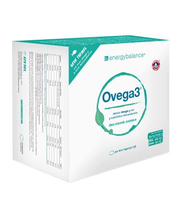 Energybalance OVEGA3 360 Omega -3 Fish oil capsules with 3 natural antioxidants - Astaxanthin Coenzyme Q10 & Vitamin C - Highly dosed and pollutant - brand quality from Switzerland - 1x220g
