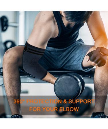 CAMBIVO Elbow Brace 2 Pack - Tennis & Golfers Elbow Compression Support Sleeve for Pain Relief - Arthritis, Bursitis, Workout - Medium Black - Buy Online on GoSupps.com