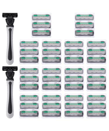 44 pieces wet razors for men disposable razors for men disposable razors for men 42 replaceable heads 2 razor handles