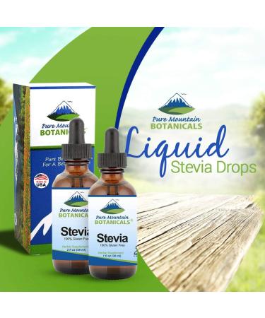 Pure Mountain Botanicals Liquid Stevia Drops - Natural Sweetener - Concentrated Sugar Free Substitute Diabetic Friendly Ideal for Keto Low Carb and Vegan Diet Great Addition to Weight Loss Program 1 Fl Oz (Pack of 1) - Buy Online on GoSupps.com
