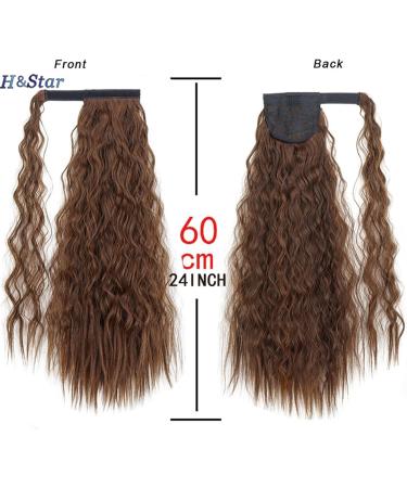Ponytail Extension Ponytail Hairpiece Wrap on Clip 24Inch Synthetic Corn Wavy Long Hair Extensions Ombre Brown Pony Tail Blonde Fack Hair Ponytail Hair Extension(4H27) 24inches 4H27 - Buy Online on GoSupps.com
